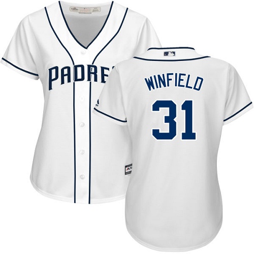 Padres #31 Dave Winfield White Home Women's Stitched MLB Jersey - Click Image to Close